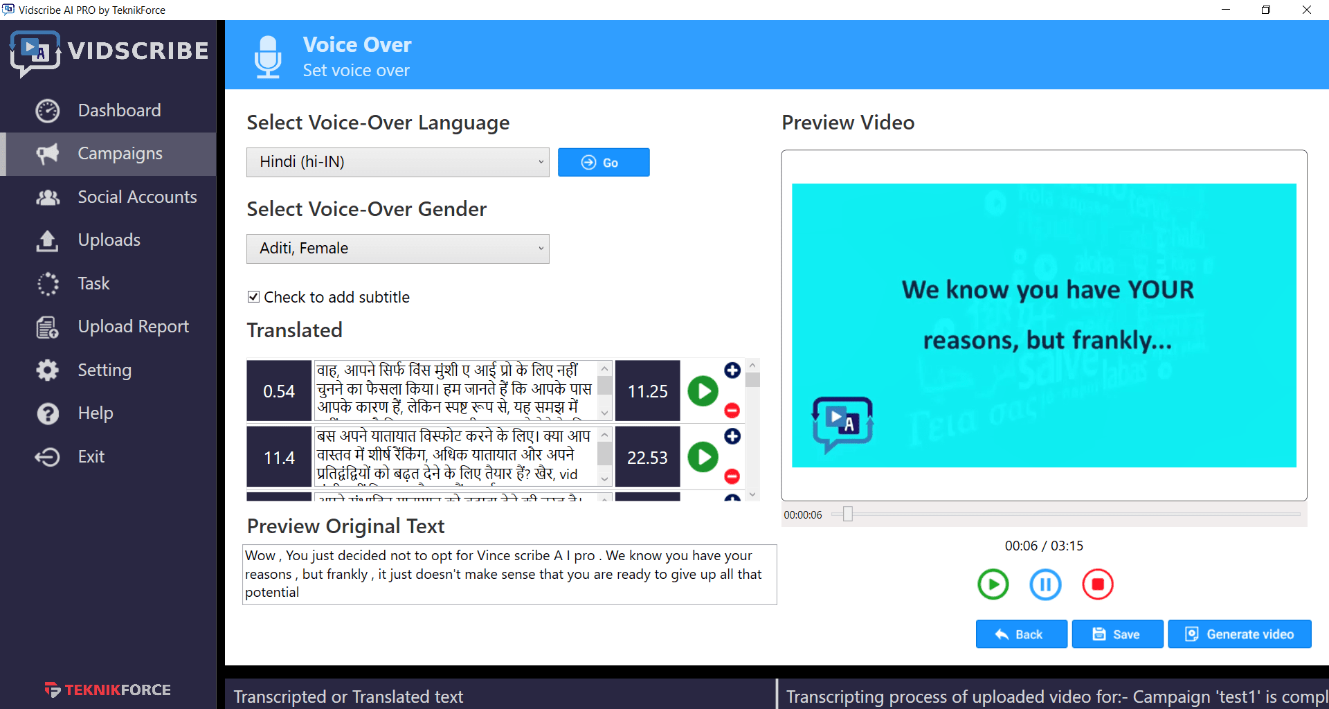Vidscribe All in one